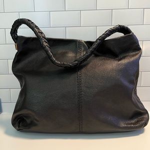 Antonio Melani Black tote bag with braided shoulder strap and gold detail